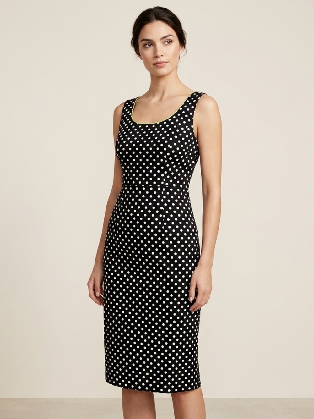 Laura Petites Black White Polka Dot Cotton Sheath Dress Women's Size P4